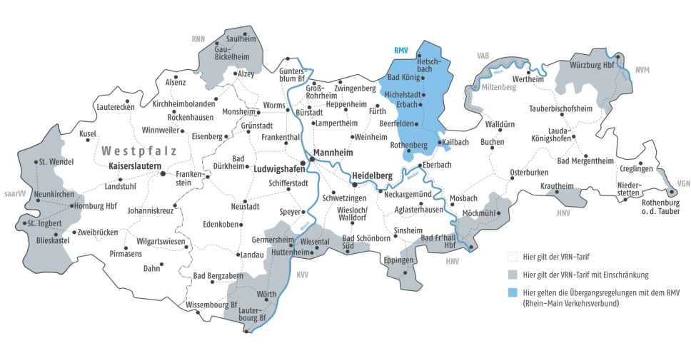 Karte Übergangsgebiet zum RMV