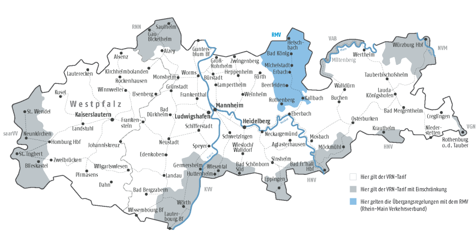 Karte Übergangsgebiet zum RMV