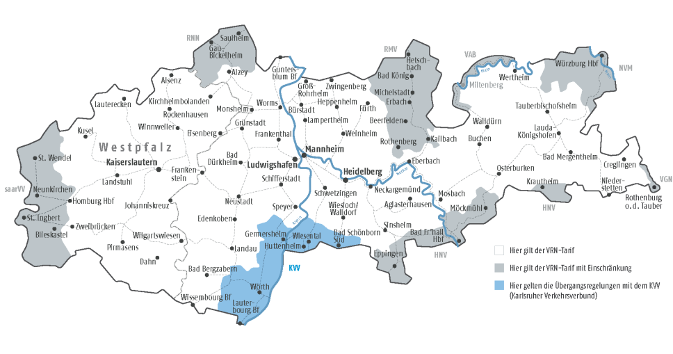 Karte Übergangsgebiet zum KVV