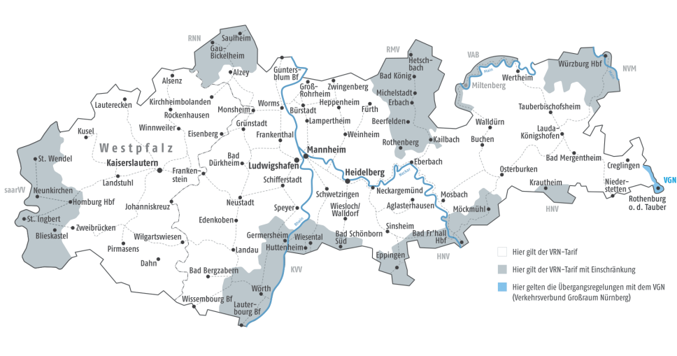 Karte Übergangsgebiet zum VGN